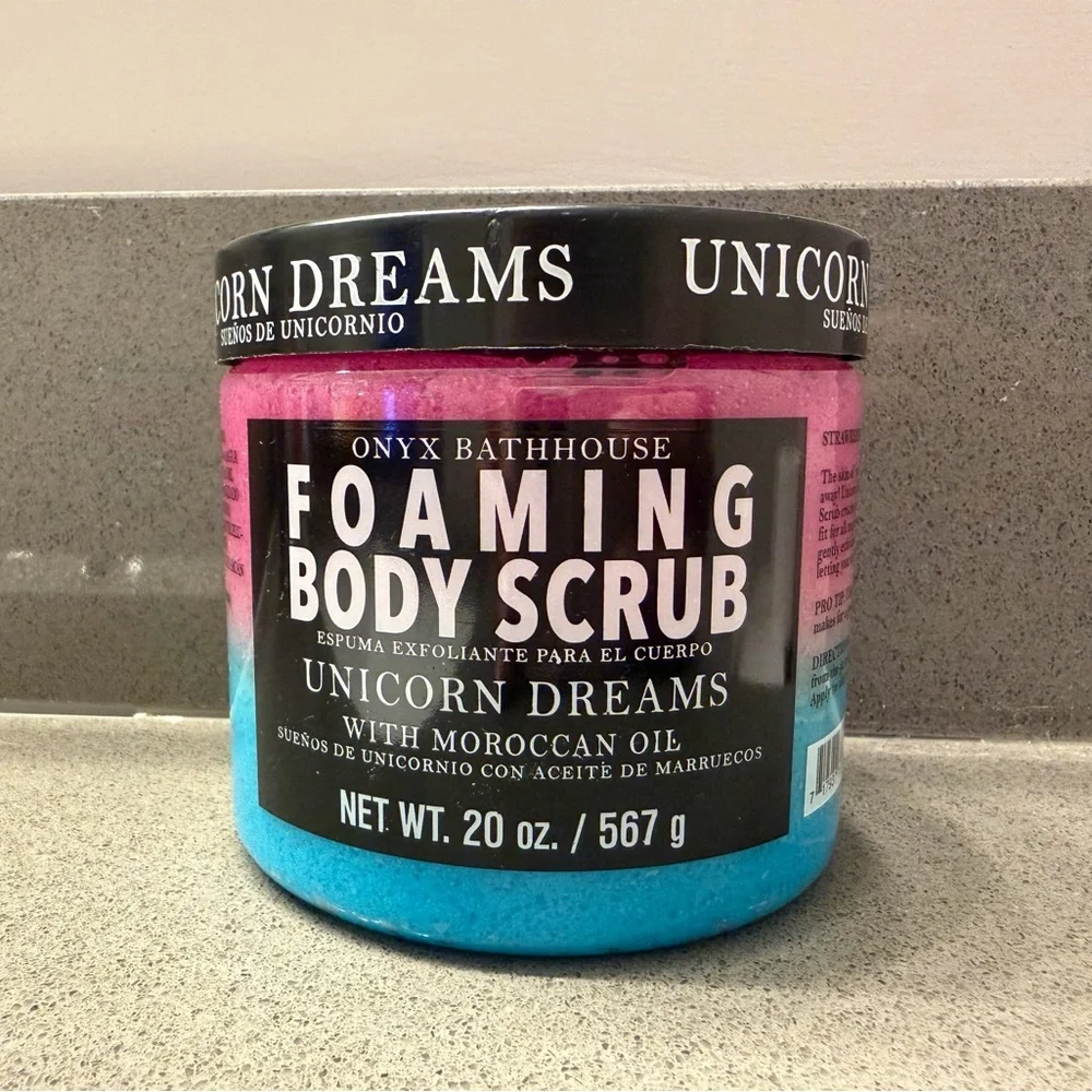Onyx Bathhouse Unicorn Dreams Foaming Exfoliating Body Scrub Strawberry Kiwi